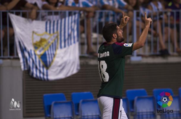 Fran Mérida, celebrando el empate frente al Málaga | Foto: laliga.es