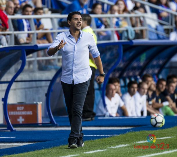 Míchel dando instrucciones durante un partido | Fotografía: La Liga