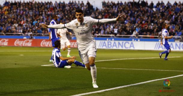 Morata celebra su gol. Fuente: LaLiga