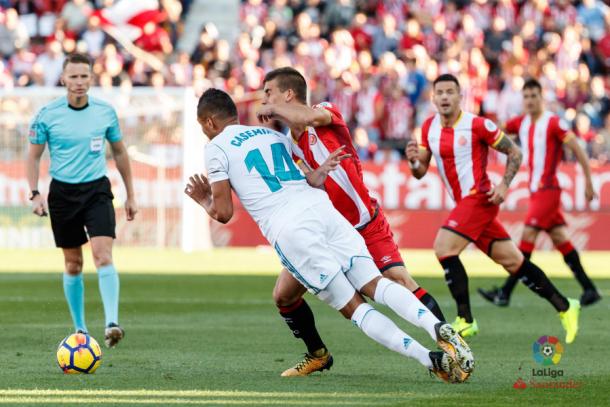 Imagen del enfrentamiento entre el Girona y el Real Madrid. Foto: LaLiga