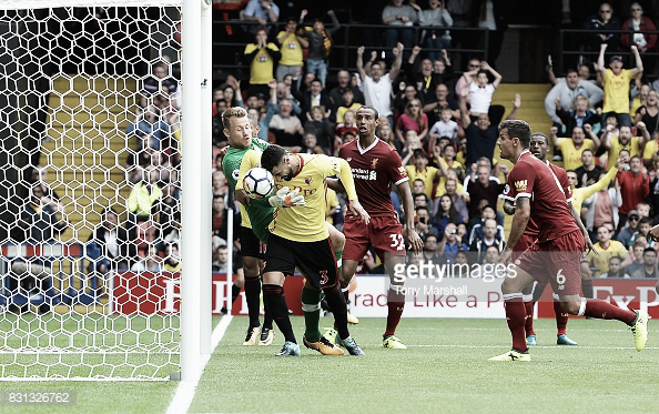 El empate al Liverpool dejó buenas sensaciones en las filas del Watford. Foto: Getty Images.