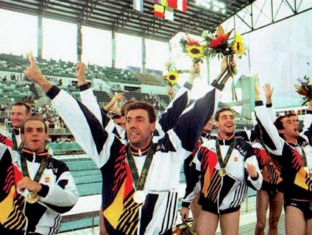 Equipo español en Barcelona 1992. Foto: waterpolomadrid.com