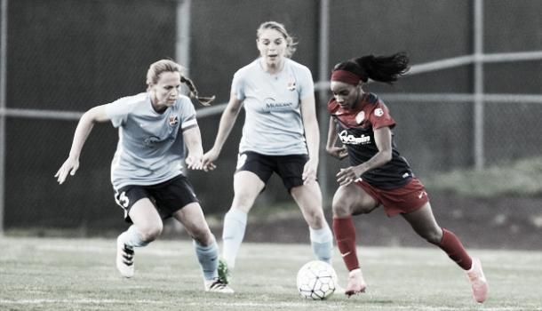 Crystal Dunn and Christie Rampone continue their rivalry Saturday night. (Photo credit: Washington Spirit)