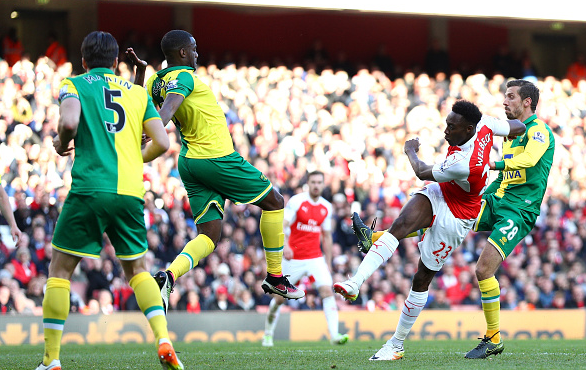 Welbeck's thunderous strike foiled Ruddy and nestled into the bottom corner. | Photo: Getty