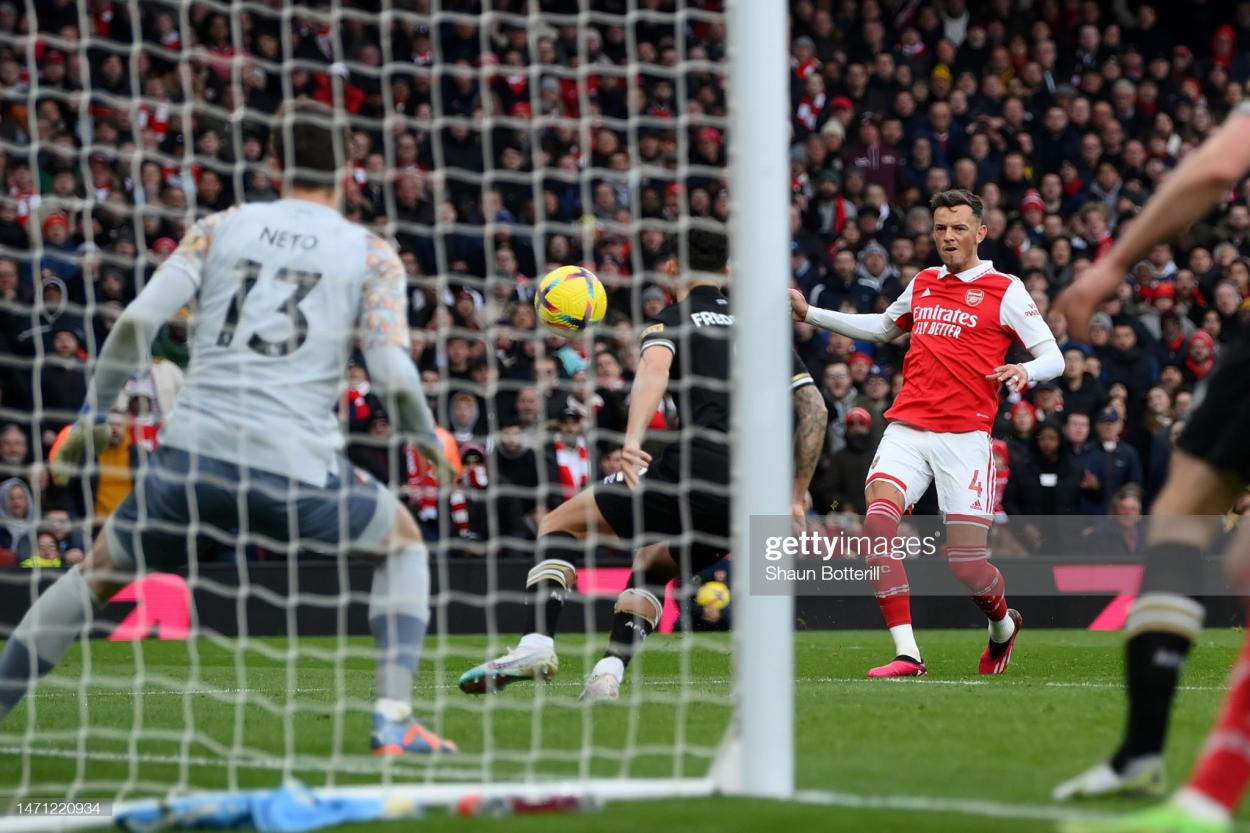 Ben White equalised for the Gunners. (Photo by Shaun Botterill/Getty Images)