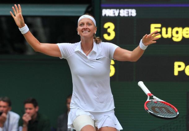 Kvitova defeated Genie Bouchard in the 2014 Wimbledon finals to claim her 2nd Grand Slam title. (Credit: Glyn Kirk/Agence France-Presse/Getty Images)