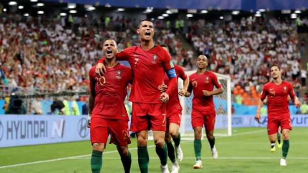 Ricardo Quaresma and Cristiano Ronaldo celebrate Portugal's opening goal | Source: Getty Images via FIFA.com