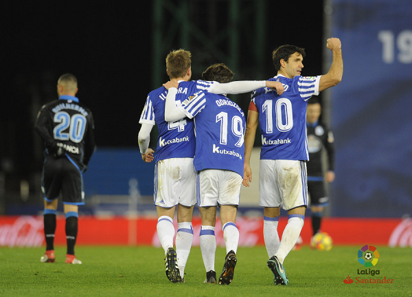 Los realistas celebran uno de sus goles anotados al Deportivo | Foto: La Liga
