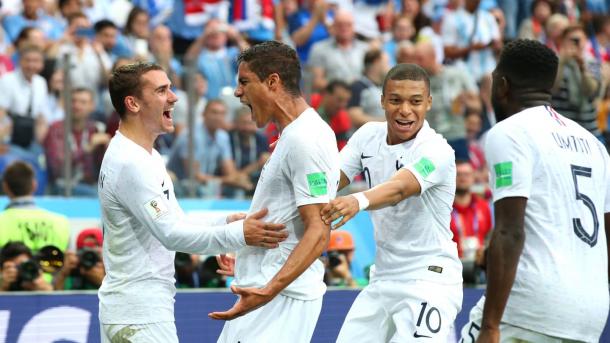 Raphaël Varane gave France the opening goal they were looking for | Source: Getty Images via FIFA.com