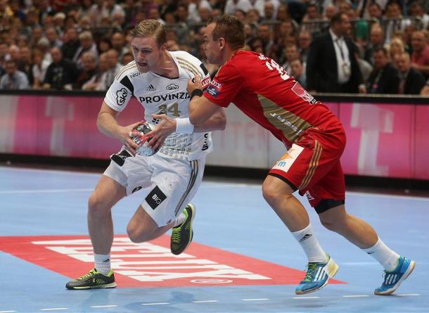 Christian Zeitz y Aron Palmarsson fueron compañeros en el Kiel, rivales el año pasado y ahora compañeros en el Veszprem. Foto: EHF.
