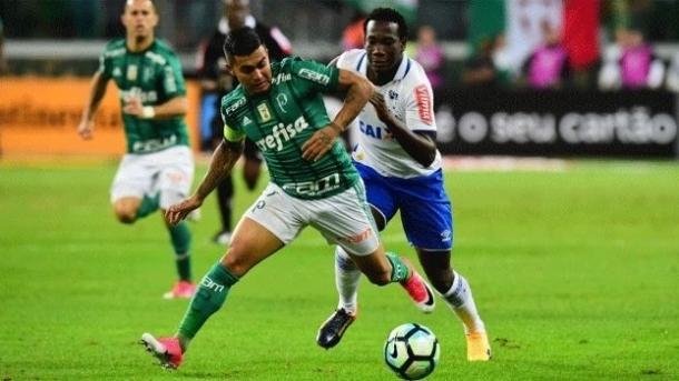 Com dois gols, Dudu comandou o empate do Palmeiras. (Divulgação/Palmeiras)