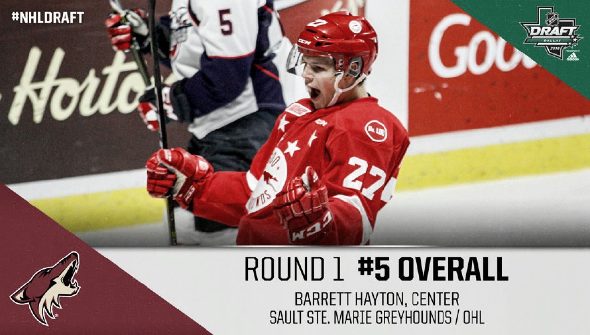 Arizona Coyotes make surprise fifth overall pick choosing Barrett Hayton