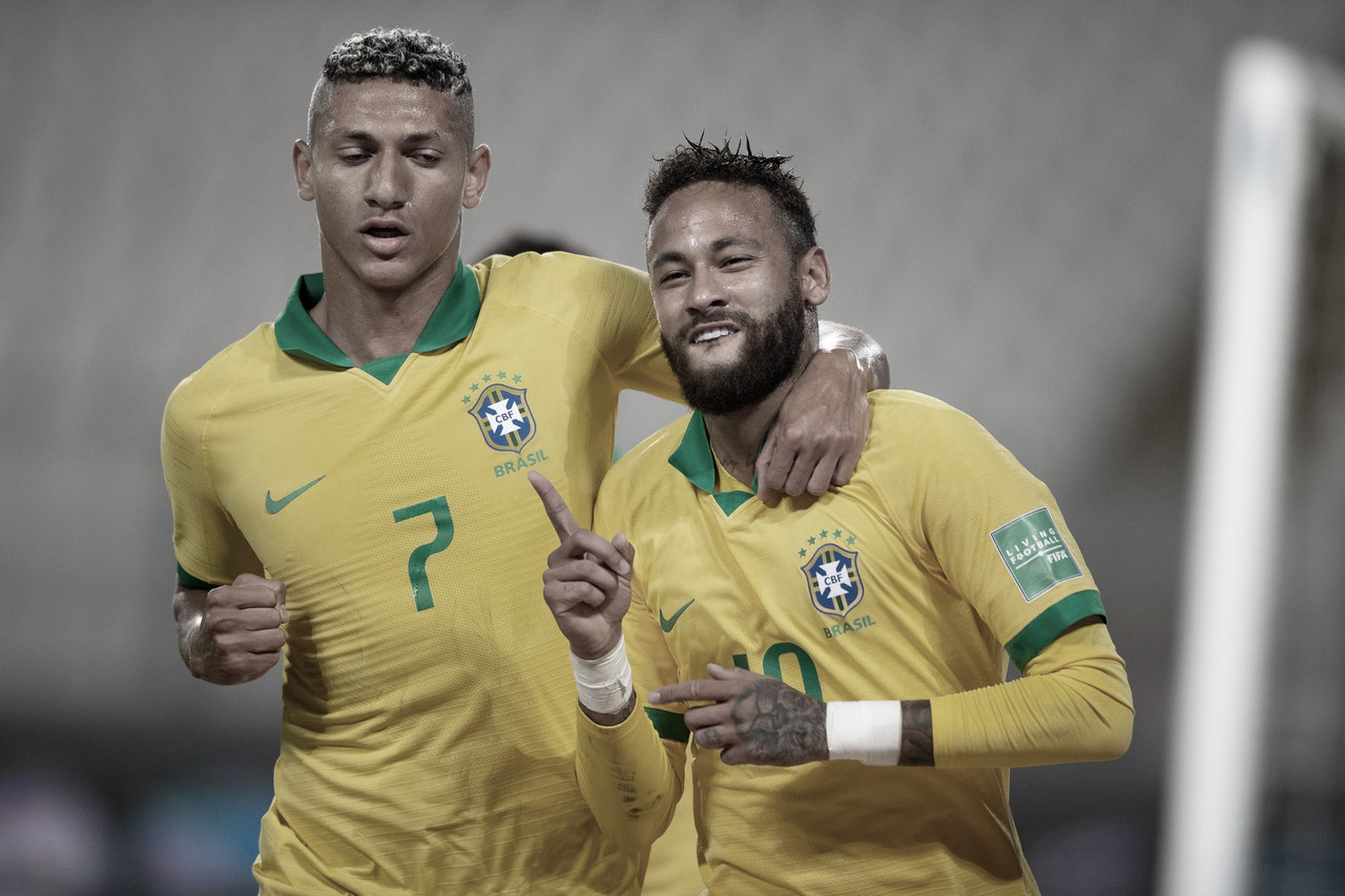 Com
três gols de Neymar, Brasil vence Peru e se mantém
com 100% de aproveitamento nas Eliminatórias