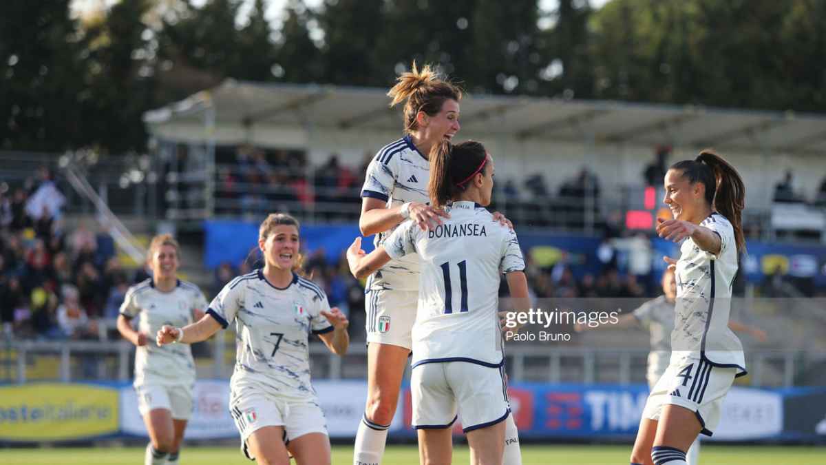 Cristiana Girelli of Italy celebrates after scoring her team's