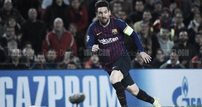 Leo Messi ante el Olympique de Lyon en el Camp Nou | Foto de Noelia Déniz, VAVEL
