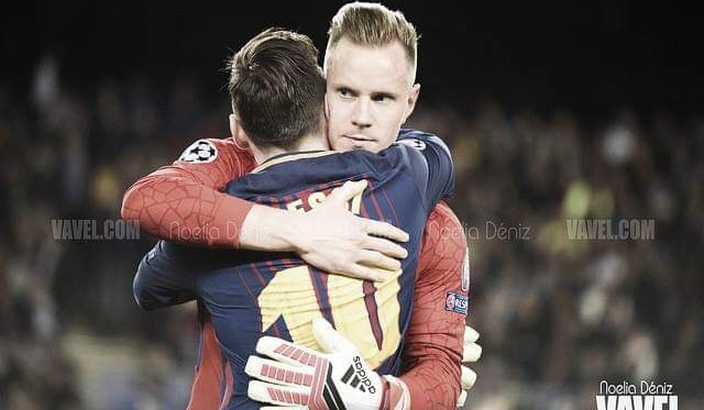 Leo Messi y Marc-André ter Stegen en un partido de UEFA Champions League | Foto de Noelia Déniz, VAVEL 
