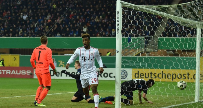 Kingsley Coman dopo il gol che ha sbloccato il match. | The DFB-Pokal, Twitter.
