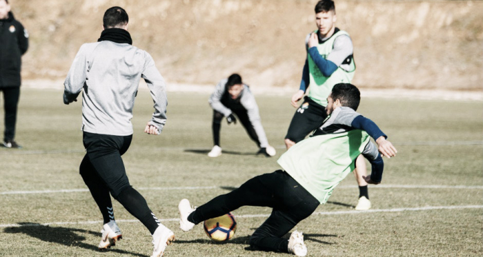 Los jugadores del Real Valladolid preparando el entrenamiento frente al SD Huesca. Fotografía: Real Valladolid 