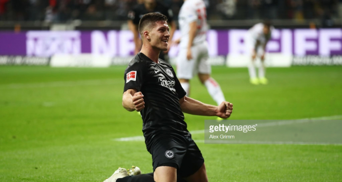 Luka Jović celebrating one of his five goals. | Photo: Alex Grimm/Bongarts/Getty Images.
