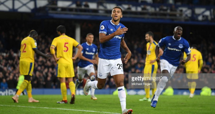 Calvert-Lewin celebrates after giving Everton the lead against Palace (Photo Source: Michael Regan / Getty Images)