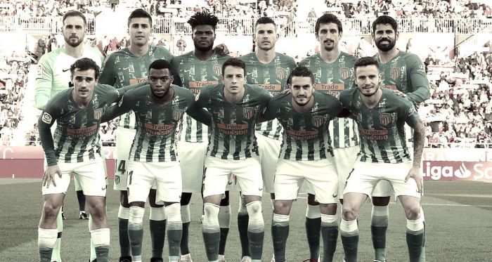 Los 11 titulares en Montilivi. <div>Imagen del Club Atlético de Madrid.</div>