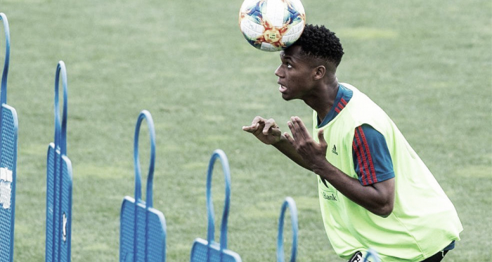 Ansu Fati en un entrenamiento de la sub-21. Foto: EFE