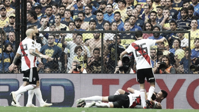 El festejo del segundo gol. River está a una victoria de la Copa (Foto: Infobae).