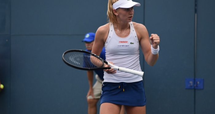 Top seed Jil Teichmann reacts after her victory/Photo: John Lupo/VAVEL USA