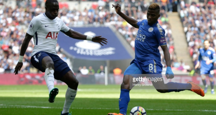 Kelechi Iheanacho battles with Mousa Sissoko at Wembley | Photo: Getty/ Henry Browne