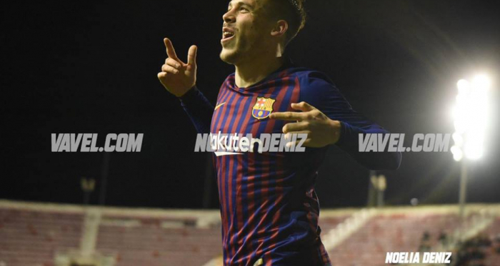 Carles Pérez celebra uno de sus goles ante el Sabadell. FOTO: Noelia Déniz