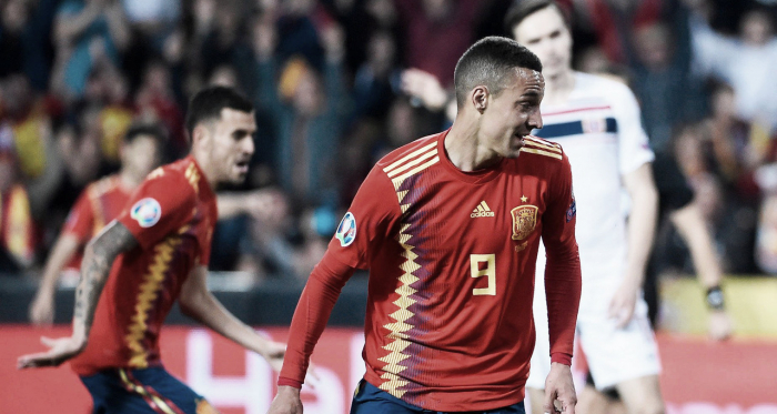 Rodrigo durante el partido clasificatorio ante Noruega | Fotografía: UEFA 