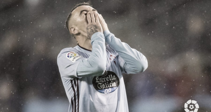Iago Aspas desolado por la derrota de su equipo | Fuente: La Liga Santander.