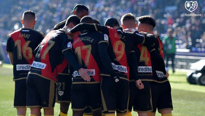 Jugadores del Rayo Vallecano celebrando un gol | Fotografía: Rayo Vallecano S.A.D.