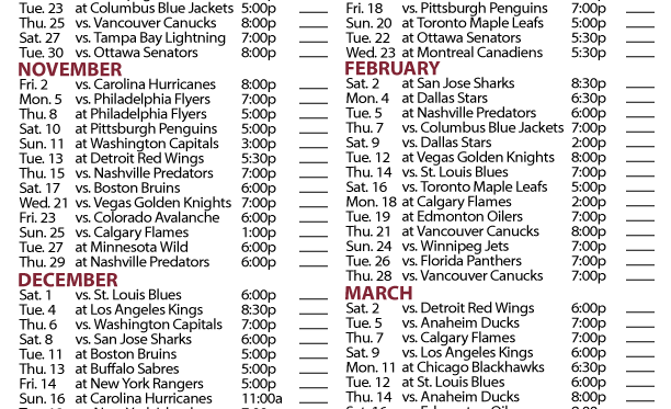 The first 20 games are history, and the Arizona Coyotes have played .500 hockey. | Photo: printableteamschedules.com