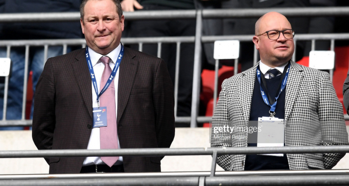 Newcastle United owner Mike Ashley and Managing Director Lee Charnley at St. James' Park (Photo by Michael Regan/Getty Images)
