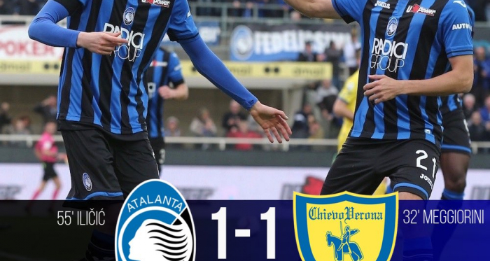 Serie A- L'Atalanta sbatte su Sorrentino e sul Chievo, a Meggiorini risponde Ilicic (1-1)