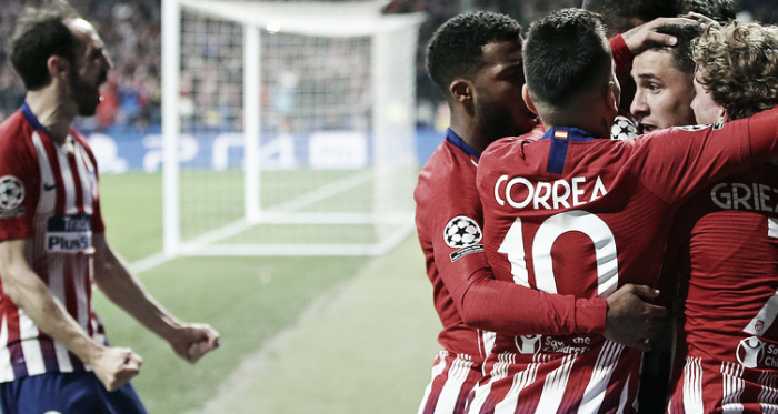 Los jugadores del Atlético de Madrid celebrando el 2-0 a la Juventus | Foto: Atlético de Madrid