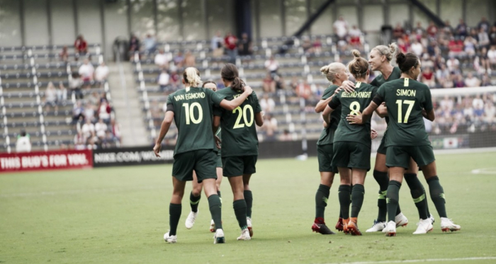 Australians celebrate at Children's Mercy Park in Kansas City, KS on July 26, 2018 | Photo: Equalizer Soccer