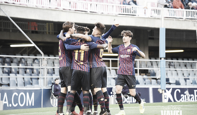 Foto de archivo de los jugadores del Barça B celebrando un gol. FOTO: Noelia Déniz