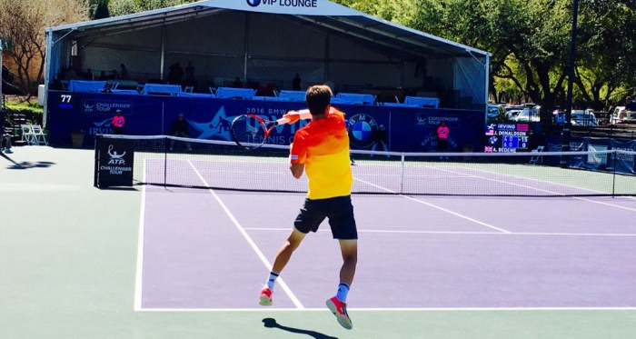 Aljaz Bedene smacks a forehand during his semifinal win/Photo: Irving Tennis Classic