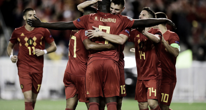 Los jugadores belgas celebran el 2-1 de Lukaku. | Foto: Selección Bélgica