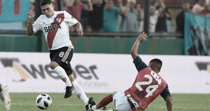 <p class="MsoNormal">El ultimo encuentro entre ambos en el Viaducto finalizó en victoria
3 a 0 para River siendo el tercero convertido por Juan Fernando Quintero. FOTO:
Web. <o:p></o:p></p>
