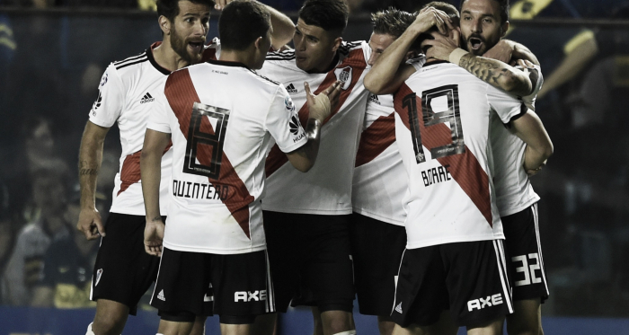River Plate festeja el segundo gol en la Bombonera.