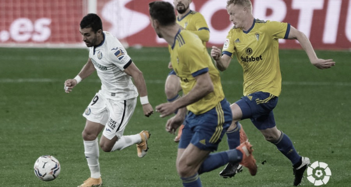 Varapalo del Cádiz CF a manos del Getafe CF (0-2)