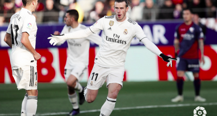 Bale celebra su gol ante el Huesca. Foto: Liga Santander.