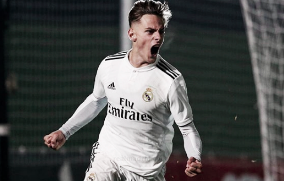 Dani Gómez celebrando el gol. Foto: Real Madrid.