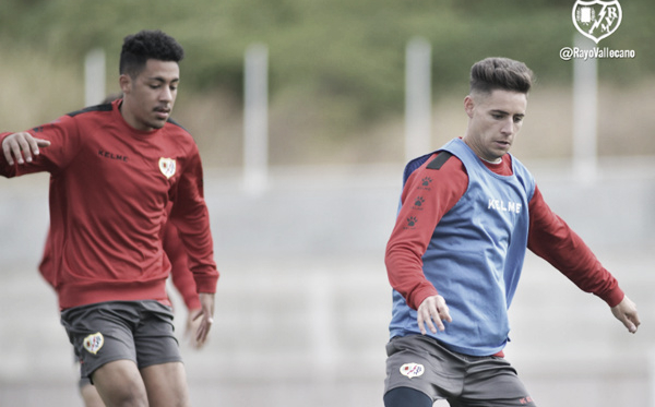 Mese y Álex Moreno durante un entrenamiento | Fotografía: Rayo Vallecano S.A.D.