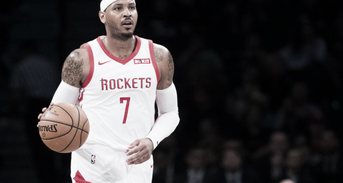 Carmelo Anthony como jugador de los Rockets. Foto: <span style="color: rgb(136, 136, 136); font-family: nyt-imperial, georgia, "times new roman", times, serif; font-size: 13px; font-style: normal; letter-spacing: 0.13px; text-align: left; background-color: rgb(255, 255, 255);">Mary Altaffer/Associated Press</span>