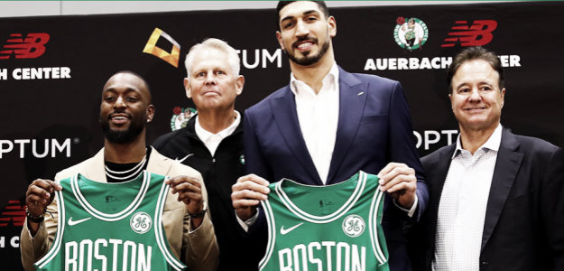 Presentación de los dos nuevos jugadores: Kemba Walker y Enes Kanter. Fotografia:NBA 