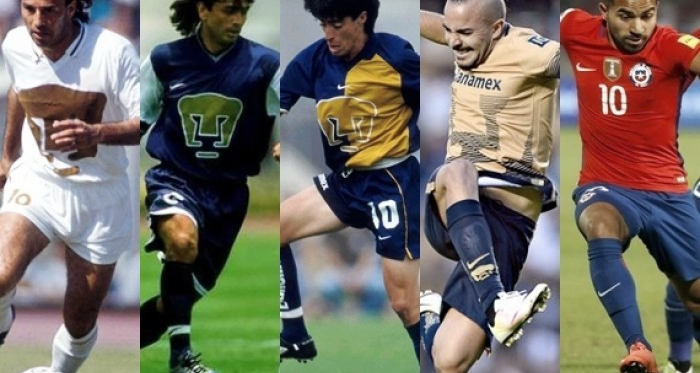 Vera, Zambrano, Donoso, Vidangossy y Rabello, chilenos en la historia de Pumas (Fotomontaje: Andrés Ocampo)